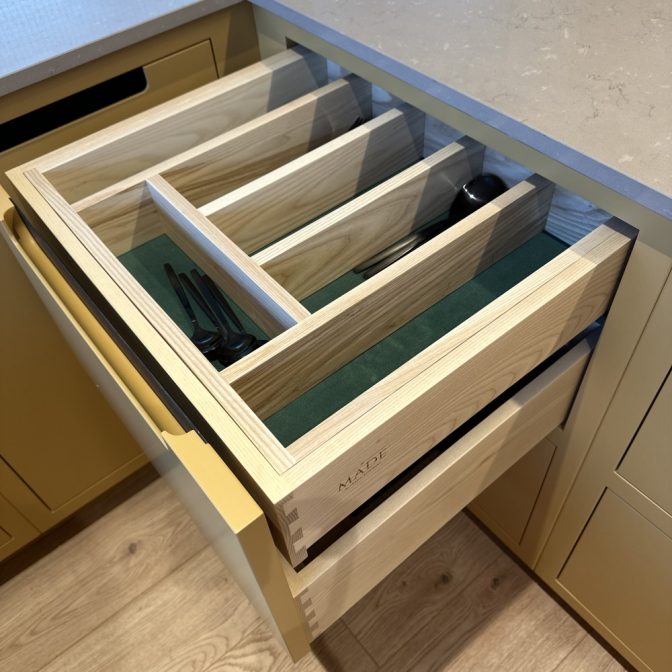 Ash Cutlery Insert in a Drawer Box